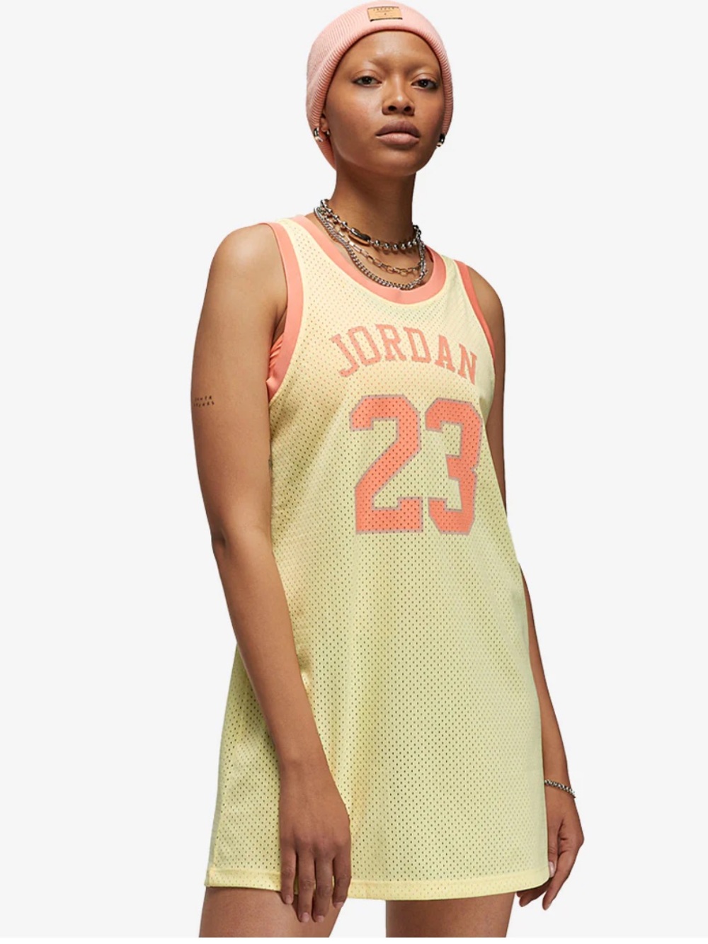 NWT Nike Jordan Her(itage) 23 Mesh Jersey Dress Medium Yellow Rare 2022 Pastel